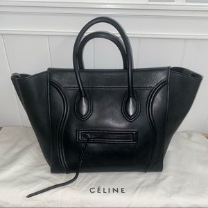 Celine Phantom Luggage Medium Black Leather